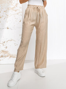 Femme Pantalon wide leg Beige Bolf W7970