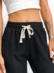 Femme Pantalon wide leg Noir Bolf W7960