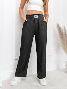 Femme Pantalon wide leg Noir Bolf W7961