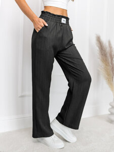 Femme Pantalon wide leg Noir Bolf W7961