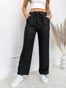 Femme Pantalon wide leg Noir Bolf W7966