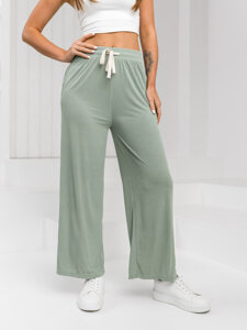 Femme Pantalon wide leg Vert Bolf W7955