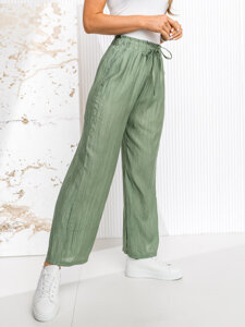 Femme Pantalon wide leg Vert Bolf W7970