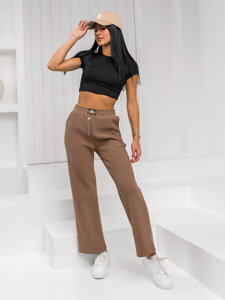 Femme Pantalons wide leg Marron Bolf W5226