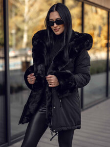 Femme Parka d'hiver à capuche Noir Bolf 11Z8085A3