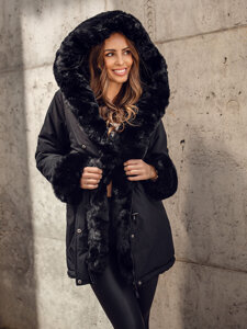 Femme Parka d'hiver avec capuche Noir Bolf 11Z8085A