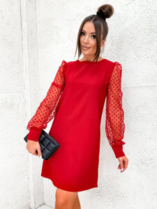 Femme Robe évasée à manches en mousseline Rouge Bolf 8234