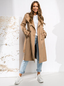 Femme Trench-Coat Long Beige Bolf DF7901A