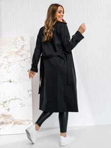 Femme Trench-Coat Long Noir Bolf 4494