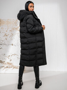 Femme Veste d'hiver longue à capuche Noir Bolf 5M3233