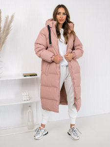 Femme Veste d'hiver matelassée longue à capuche Rose Bolf 5M3163