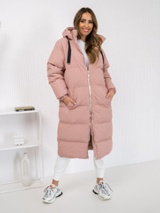 Femme Veste d'hiver matelassée longue à capuche Rose Bolf 5M3163