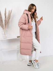 Femme Veste d'hiver matelassée longue à capuche Rose Bolf 5M3163