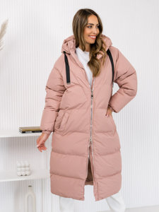 Femme Veste d'hiver matelassée longue à capuche Rose Bolf 5M3163