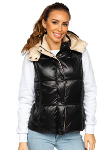 Gilet à capuche matelassé pour femme noir Bolf 81257