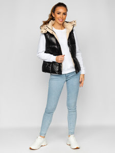 Gilet à capuche matelassé pour femme noir Bolf 81257