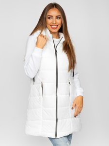 Gilet long matelassé pour femme blanc Bolf 82019