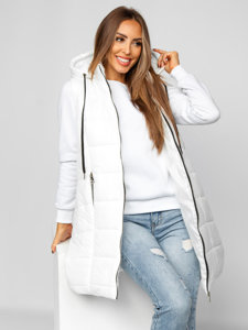 Gilet long matelassé pour femme blanc Bolf 82019