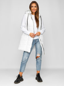 Gilet long matelassé pour femme blanc Bolf 82019