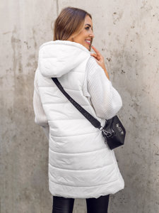 Gilet long matelassé pour femme blanc Bolf 82019A