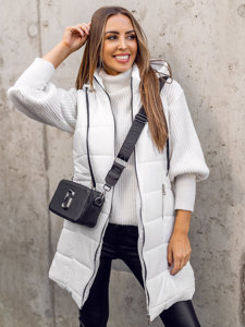 Gilet long matelassé pour femme blanc Bolf 82019A