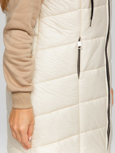 Gilet long matelassé pour femme écru Bolf 82019