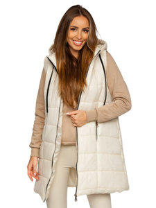 Gilet long matelassé pour femme écru Bolf 82019