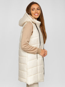 Gilet long matelassé pour femme écru Bolf 82019