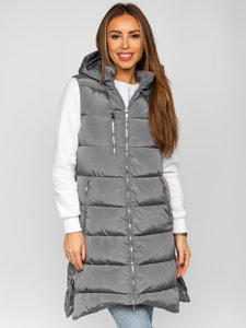 Gilet long matelassé pour femme gris Bolf 81261