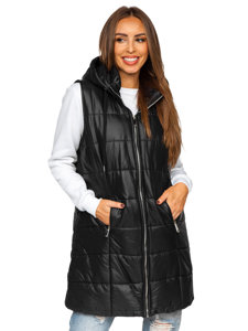 Gilet long matelassé pour femme noir Bolf 82019