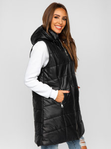 Gilet long matelassé pour femme noir Bolf 82019