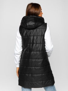 Gilet long matelassé pour femme noir Bolf 82019