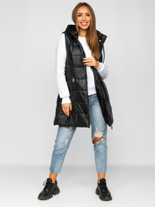 Gilet long matelassé pour femme noir Bolf 82019