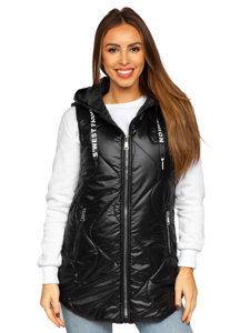 Gilet long matelassé pour femme noir Bolf B0129