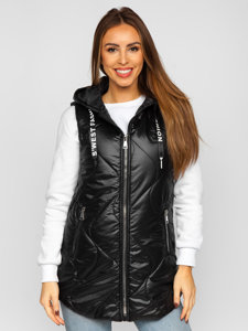 Gilet long matelassé pour femme noir Bolf B0129