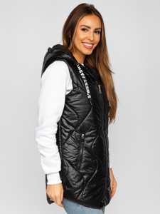 Gilet long matelassé pour femme noir Bolf B0129