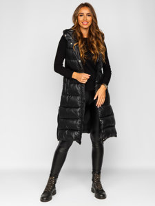 Gilet long matelassé pour femme noir Bolf B8021