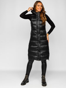 Gilet long matelassé pour femme noir Bolf B8021