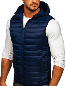 Gilet matelassé à capuche pour homme bleu foncé Bolf 13072