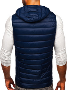 Gilet matelassé à capuche pour homme bleu foncé Bolf 13072