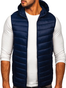 Gilet matelassé à capuche pour homme bleu foncé Bolf 13072