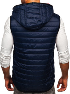 Gilet matelassé à capuche pour homme bleu foncé Bolf 7106