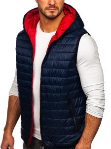 Gilet matelassé à capuche pour homme bleu foncé Bolf 7106