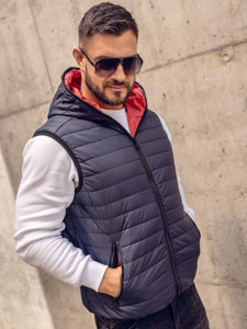 Gilet matelassé à capuche pour homme bleu foncé Bolf 7106A