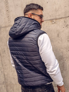 Gilet matelassé à capuche pour homme bleu foncé Bolf 7106A