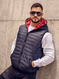 Gilet matelassé à capuche pour homme bleu foncé Bolf 7106A