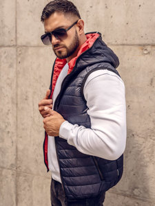 Gilet matelassé à capuche pour homme bleu foncé Bolf 7106A