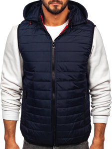 Gilet matelassé à capuche pour homme bleu foncé Bolf 7157