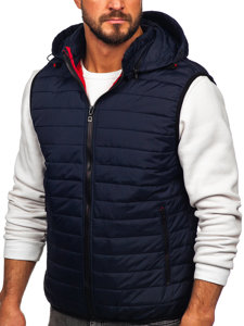 Gilet matelassé à capuche pour homme bleu foncé Bolf 7157