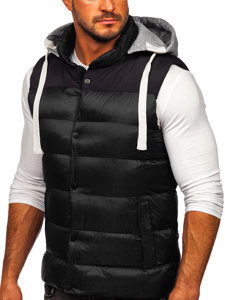 Gilet matelassé à capuche pour homme noir Bolf 13078